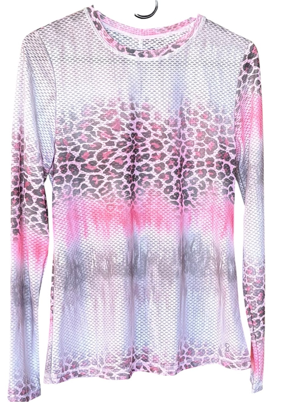 Women's Sofibella long sleeve top for active sports in a pink panther pattern.
